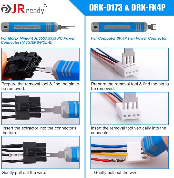 JRready ST5253-22-P Pin Extractor Tool Kit 22PCS Terminal Release Tools for Deutsch AMP Molex Delphi JST & More Automotive & Computer Terminal Removal Tool Kit Terminal Ejector Tool Kit