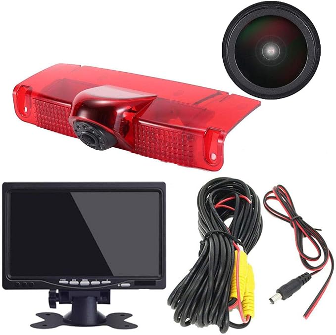 New Version Car Third Roof Top Mount Brake Lamp Camera Brake Light Rear View Backup Camera+7" LCD Car Dashboard Color Monitor for Chevrolet Express GMC Savana Vans Exporer Vans Cargo