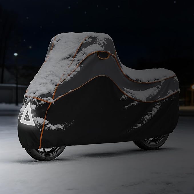 Specialized Hail Protector Motorcycle Cover, Multi-Layered Motorcycle Hail Blankets Protector Cover with 5mm Thick High Density EVA Cushioning Foam Pad and Reflective Stripes, 110L x 43W x 57H in