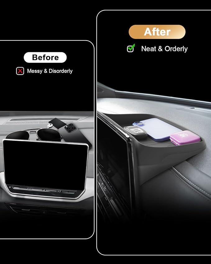 ECOZEN 2025 Audi Q5 Dash Console Organizer - Behind Screen Organizer For 2021-2025 Audi Q5/Q5L/A5/S5 & 2020-2025 Audi A4L/A4/S4 Accessories Silicone Dashboard Storage