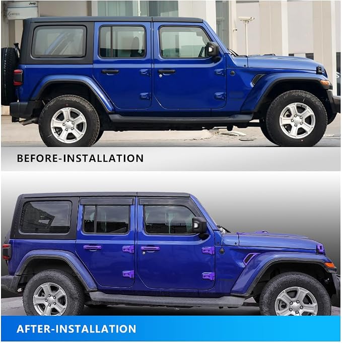 Barong for Jeep Wrangler JL JLU 2018-2025 Accessories Exterior Decoration Door Hinge Handle Engine Hood Hinge Hood Latch Wheel Eyebrow Side Air Outlet Rear Window Hinge Cover 26PCS Full Set(Purple)