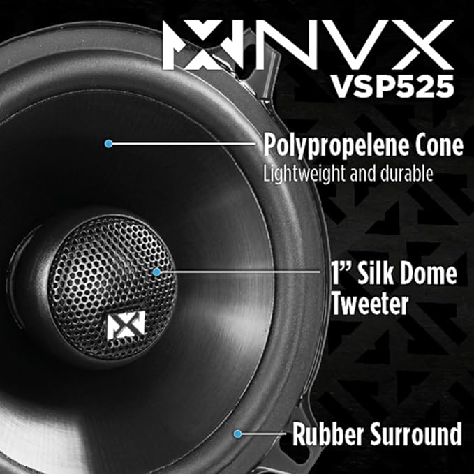 NVX VSP525 480W Peak (180W RMS) 5.25" V-Series 2-Way Coaxial Speakers with 25mm Silk Dome Tweeters