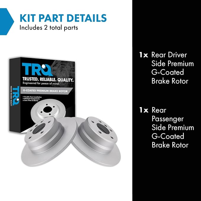 TRQ Rear Brake Rotor Set G Coated Solid Compatible with 2000-2006 BMW X5