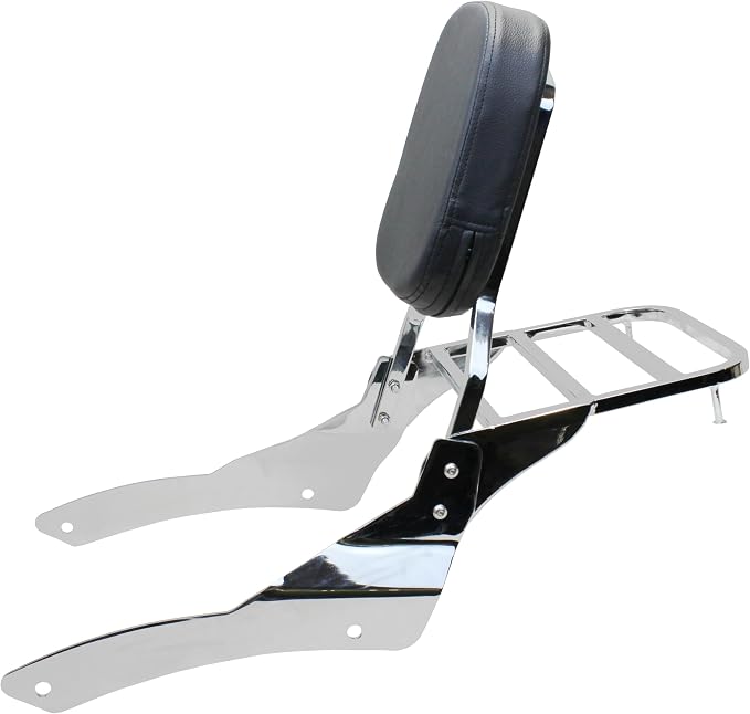 YHMOTO Motorcycle Sissy Bar Backrest with Luggage Rack For Yamaha VStar 650 400 DS650 Classic DS400 V star 1996-2017 (Chrome- for 650 Classic)