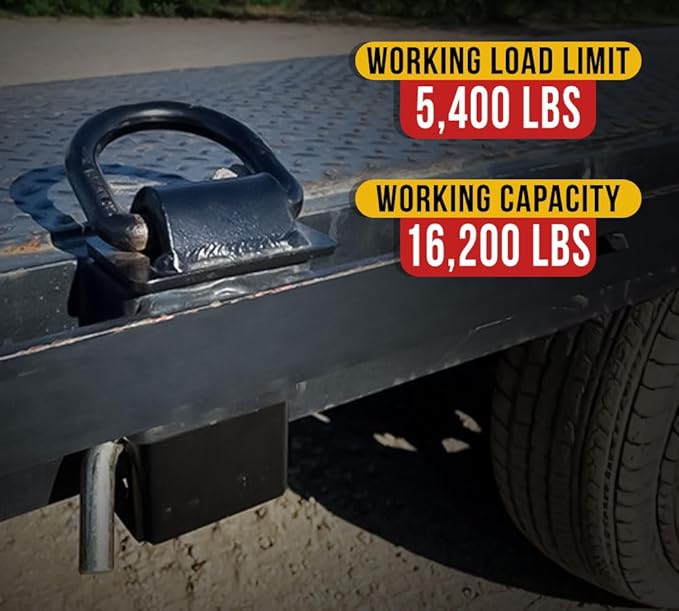 Mytee Products 4 Pack 5/8 Inch Stake Pocket D Rings, 18000 lbs | Heavy Duty Adjustable Trailer Stake Pocket Tie Down Utility for Flatbed Trucks & Trailer w/Hitch Pin, 4 Holes for Adjustment