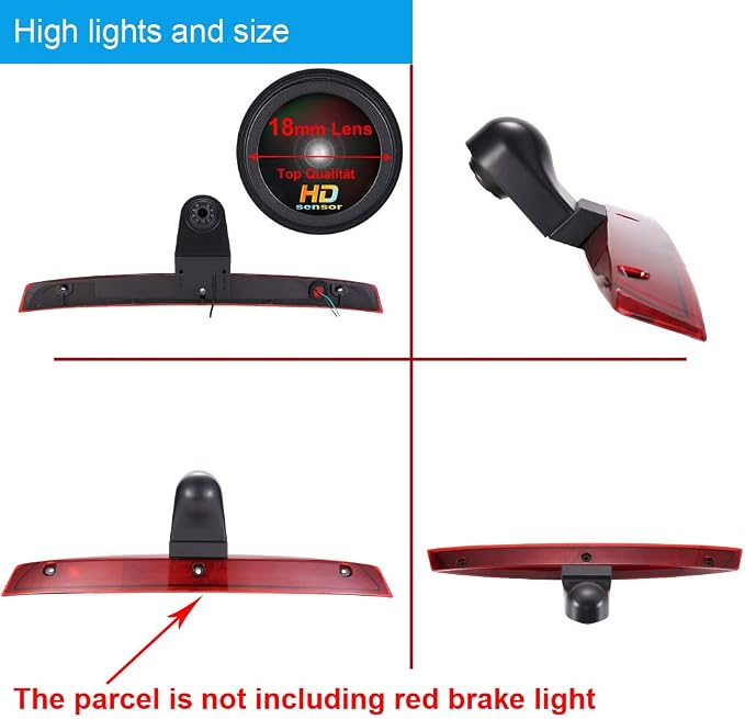 HD 1280x720 Pixels 1000TV Lines 3rd Brake Light Reverse Camera Brake lamp Parking Camera for Mercedes Benz Viano Vito W639 Van 3 VW Crafter ab 2017 Transporter Van+4.3" car Reverse Screen