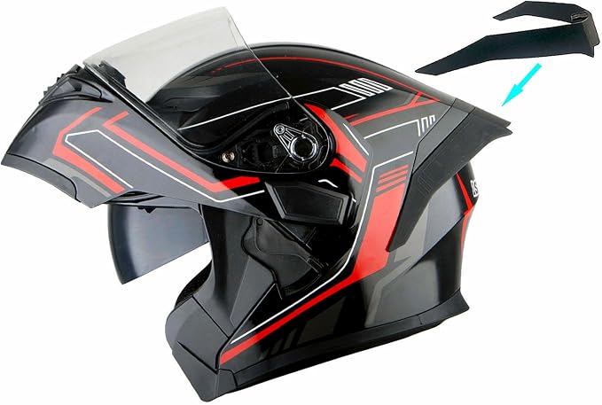 1Storm Motorcycle Modular Full Face Helmet Flip up Dual Visor Sun Shield: HB89 Arrow Red