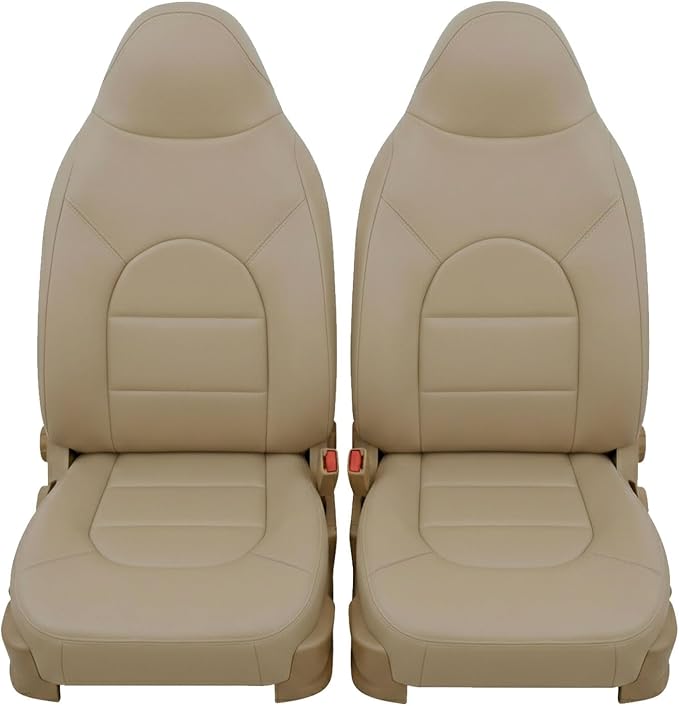 Seat Covers Compatible with F Series 250 350 450 550 1999 2000 | Tan leather bottom and top lean back seat covers compatible with F series 250 350 450 550 1999 2000 driver passenger side