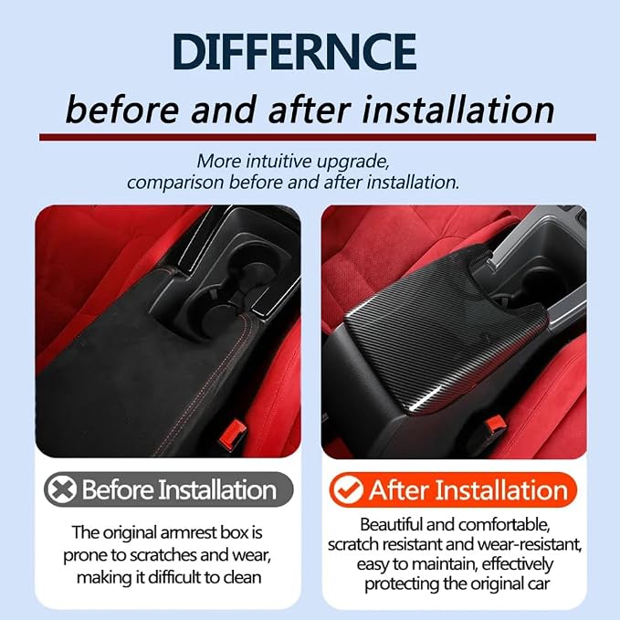 for 11th Gen Civic Type R FL5 Typer Manual Transmission Central armrest Box Cover Type R FL5 Typer Door armrest Cover Interior Modification FL5 Accessories (Carbon Fiber Pattern)
