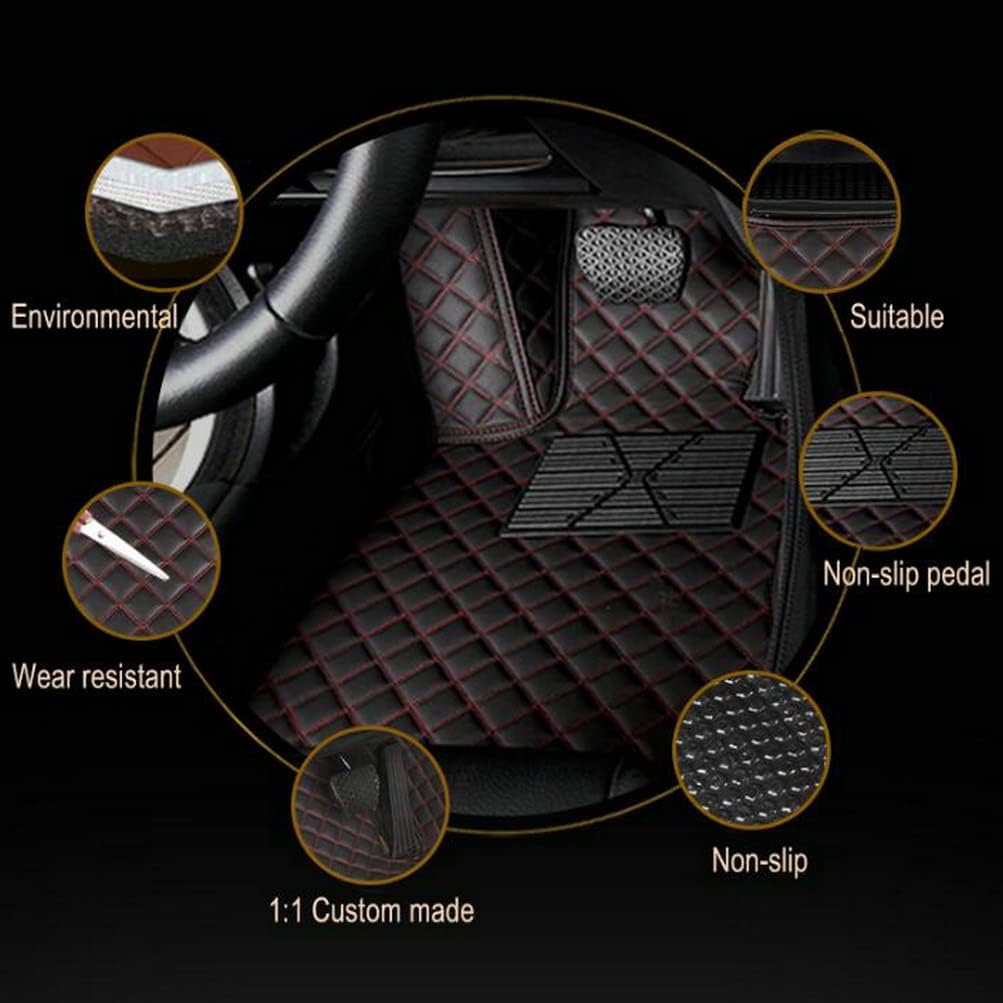 TAHALICustom Colors Car Floor Mats Black Pink for 99.9% Sedan SUV Sports， All-Weather Liners Car Floor mat，Luxury Leather Automotive Floor Mats (Black Blue-,3D Floor Mats)