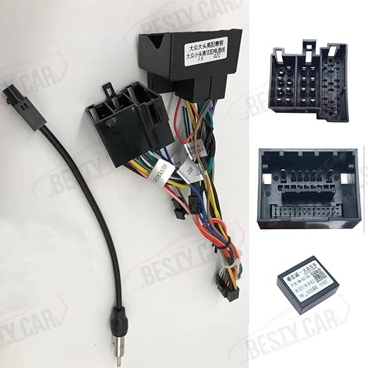 16pin Car Radio Stereo Power Wiring Harness Cable w/Can Bus decoder Compatible for VW Jetta/CC/Polo/Passat/Golf Skoda