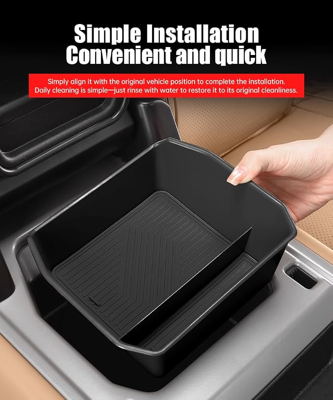 Armrest Storage Box for 2020-2025 2026 Land Rover Defender 90 110 130 Central Console Organizer Tray Bag Protective Pad Decorative Modification Accessories (No Refrigerator Version/Black)