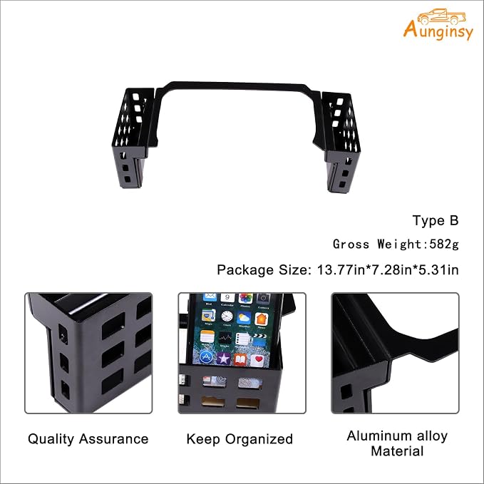 Aunginsy Center Console Gear Shift Storage Basket Compatible with Toyota Tacoma 3rd Gen 2016-2023 Aluminum Gear Shift Side Organizer Tray Armrest Storage Box Accessories, Not Fit Manual Transmission