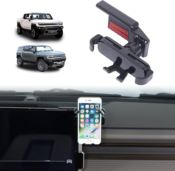 Car Phone Holder Mount for Hummer EV SUV Truck Accessories 2022-2024 2025+ Right Side of Navigation Screen Rotatable Fixed Mobile Phone Holder for Car Fit for iPhone Universally Smartphones (B)