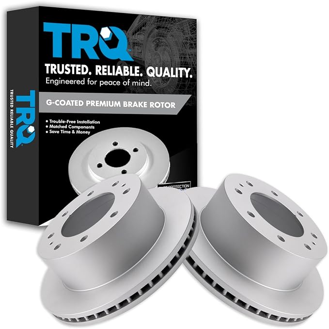 TRQ Rear Brake Rotors Set Vented Premium G-Coated Compatible with 2011-2024 Chevrolet Silverado 2500 HD Silverado 3500 HD 2016-2019 Suburban 3500 HD 2011-2024 GMC Sierra 2500 HD Sierra 3500 HD