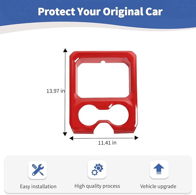 RT-TCZ for RAM Center Console Cup Holder Trim Cover Red for Dodge RAM 2018 2019 2020 2021 2022 2023 Red Interior Accessories