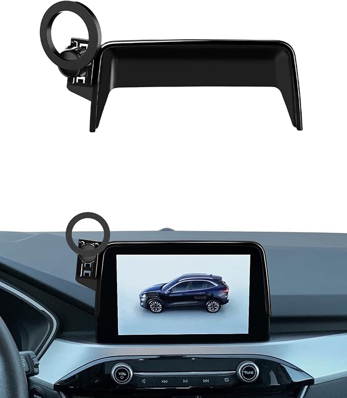 PZK Car Phone Holder for Ford Escape 2020 2021 2022 2023 2024 2025 Accessories 8-Inch Screen Fixed Clip Compatible with MagSafe Phone Mount Strong Magnets with Sunglasses Storage Box 360° Rotation