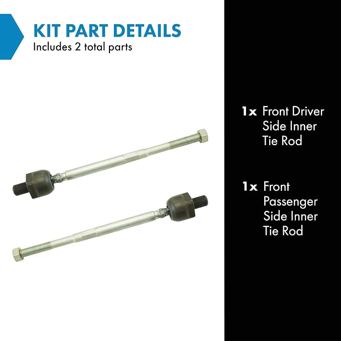 TRQ Front Inner Tie Rod Set 2 Piece Compatible with 1989-94 Nissan 240SX 90 Axxess 85-88 Maxima 83 Pulsar 83-90 Pulsar NX 82-90 Sentra 82-92 Stanza