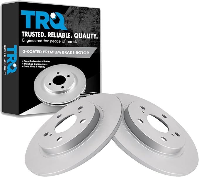 TRQ Rear Brake Rotor Set G Coated Solid Compatible with 2009-2010 Pontiac Vibe 2016 Scion iM 2008-2015 xB 2017-2018 Toyota Corolla iM 2009-2013 Matrix