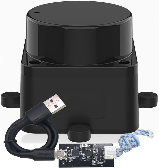 DTOF LiDAR Time-of-Flight Lidar STL-19P, 360 Degree Omni-Directional Laser Scanning, Anti-Glare 60000Lux, 5000Hz ranging Frequency, 12m Radius ranging, Support ROS/ROS2