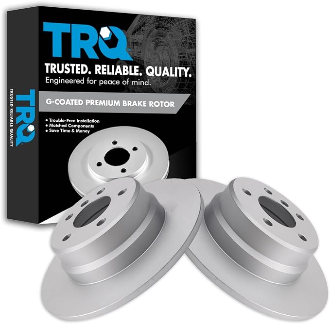 TRQ Rear Brake Rotor Set G Coated Solid Compatible with 2000-2006 BMW X5
