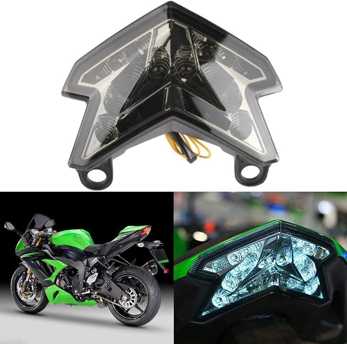 MZS Motorcycle Tail Light, LED Turn Signal Blinker Integrated Smoke Compatible with ZX6R ZX-6R 2013-2018 / Z125 Pro 2017-2024 / Z800 2013-2017