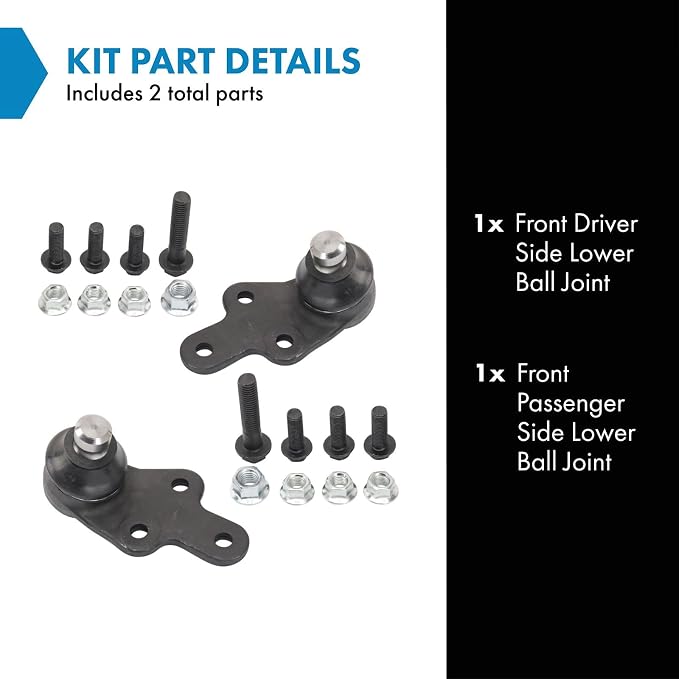 TRQ Front Lower Driver and Passenger Side Ball Joint Set Compatible with 2012-2018 Ford Focus S 2013-2018 Focus ST 2014-2017 Transit Connect 2018-2022 Transit Connect 105 in. Wheel Base