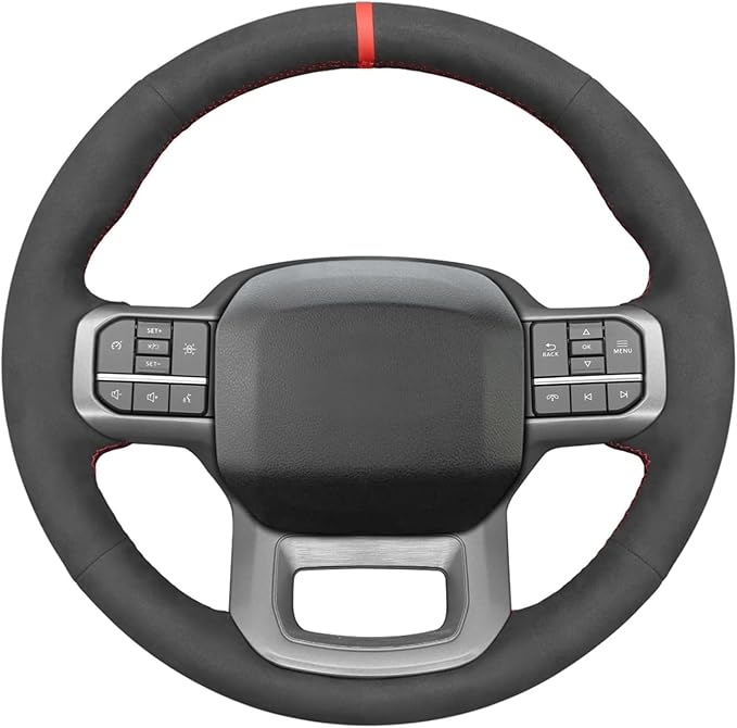 Leather Carbon Fiber Steering Wheel Cover for Ford F-150 2021-2026 /Ford F-250 F-350 F-450 F-550 F600 2023-2026 /Ford Expedition F150 Lightning 2022-2024 Hand Stitched Accessories Custom OEM