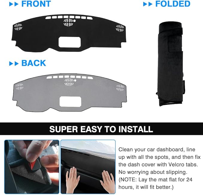 Autorder Dashboard Cover Mat for 2022 2023 2024 2025 2026 Toyota Tundra Accessories Dash Cover Flannel Dash Mat Sunshade Glare UV Rays Protector