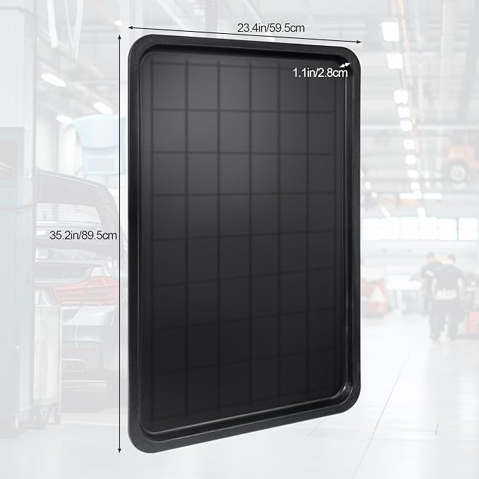 3pc Black Plastic Rectangular Stackable Automotive Drip Pans, 35.2 x 23.4 Inches, Matte or Glossy Finish, 3pc Replacement Range Drip Pans, for Car Maintenance, Cleaning, Pet Care