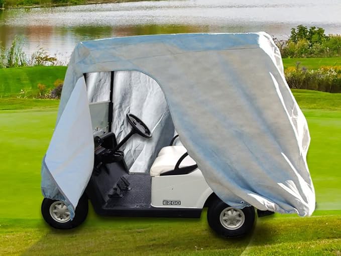 CarsCover HD Waterproof Golf Cart Cover 2+2 Passenger 5 Layer Storage Covers for Yamaha, Club Car, EZ Go (Fit up to 108 inch Long)