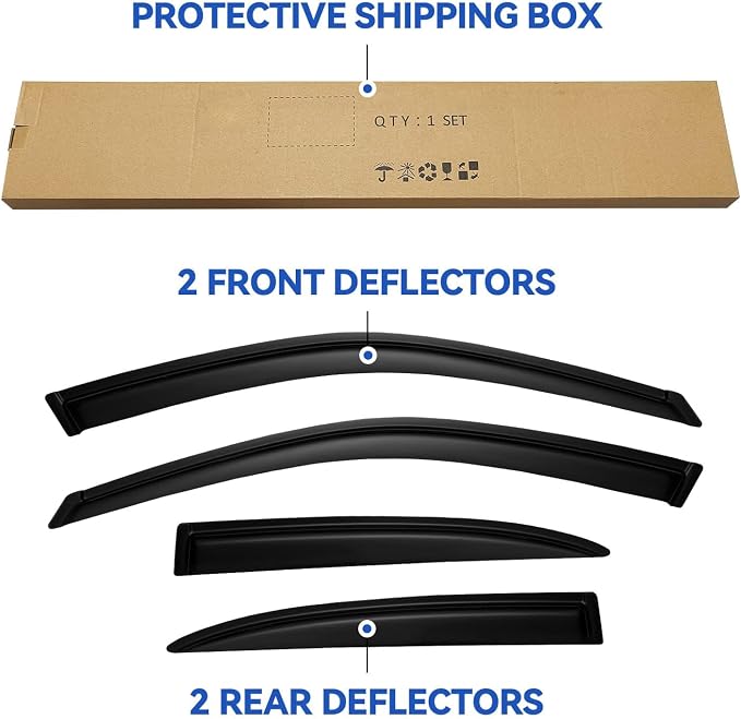 Window Visors Rain Guards for Honda Civic 2001 2002 2003 2004 2005, Out-Channel Window Vent Wind Deflectors Visors Shades for 01-05 Civic 4-Door Sedan