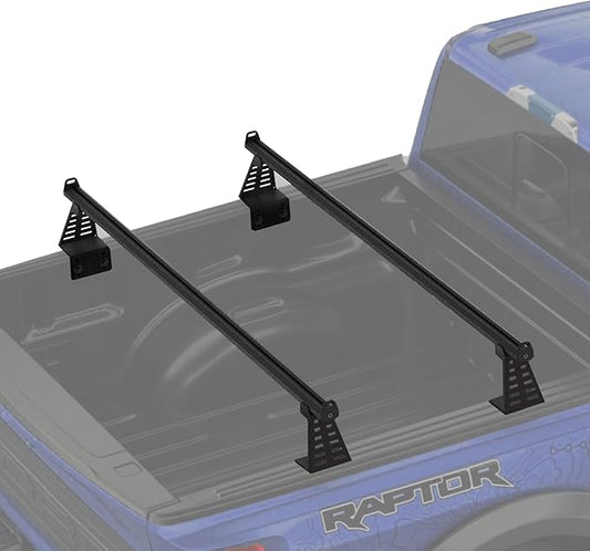 Adjustable 65.4”Truck Bed Rack Cross Bars（2-Pack） for Mid-Size Trucks with Soft Roll-Up, Hard Rolling,Tri-Fold, Retract Hard Tonneau Covers|Aluminum Cross Bars|Compatible with Kayak Racks, Bike Racks