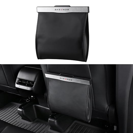 BASENOR Tesla Model Y Trash Can and Tesla Model Y Under Seat Storage Box Organizer