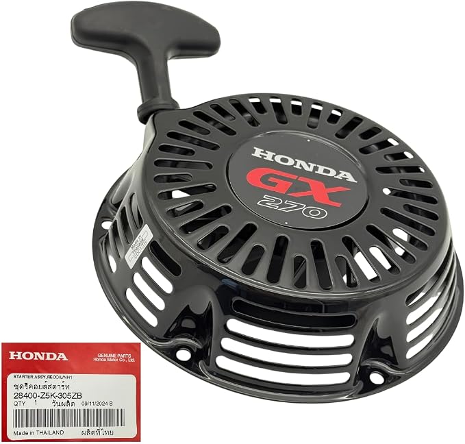 KINDZA Genuine 28400-Z5K-305ZB Recoil Starter Assembly with Genuine Emblem 87521-Z5K-000 for Honda GX270 GX240 Engines WT30XK4 FRC800 Superseded by 28400-Z5K-013ZA