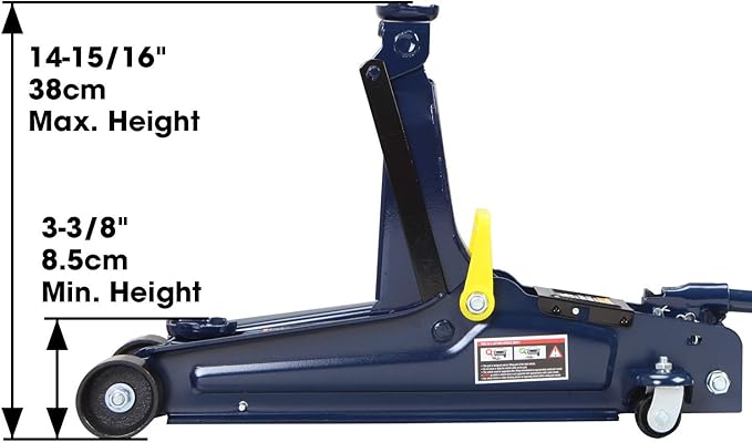 TCE TCET825051 Torin Hydraulic Low Profile Trolley Service/Floor Jack with Single Piston Quick Lift Pump, 2.5 Ton (5,000 lb) Capacity, Blue