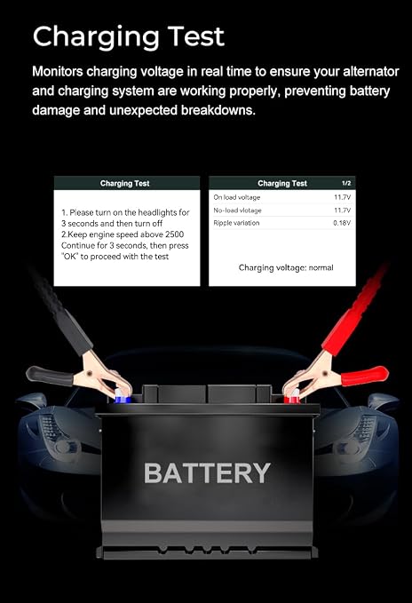 Veepeak 12V 24V Car Battery Tester, 100-2000 CCA Auto Load Analyzer | Cranking & Alternator Test, Fast Diagnostics for 12V 24V Lead-Acid Batteries, Suitable for Cars Trucks Boats Motorcycles