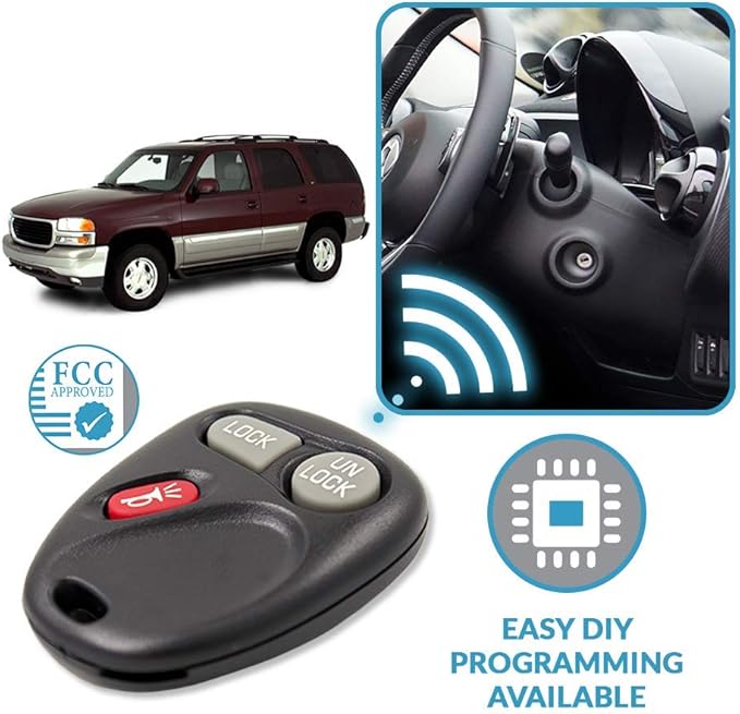 Keyless2Go Replacement for Keyless Entry Car Key Vehicles That Use 3 Button 15732803 KOBUT1BT - 2 Pack