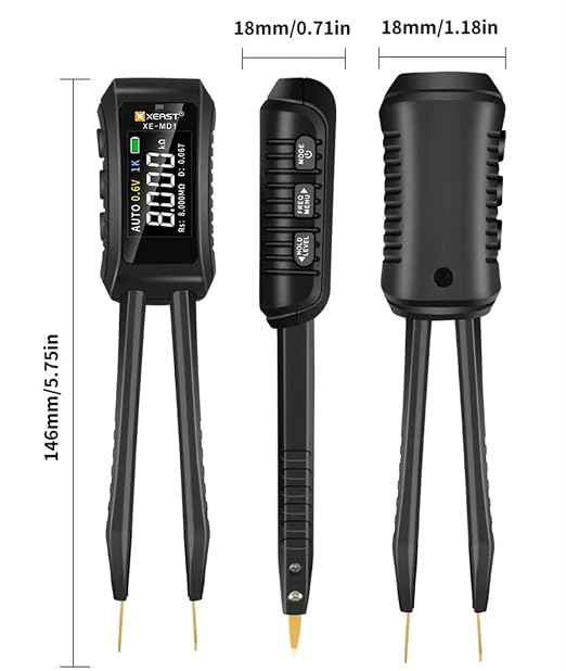 10KHz LCR Meter Tweezer Digital Smart SMD Tester Mini ESR Meter, Capacitance Inductance Continuity Resistor Voltage Diode Tester 9999 Count Electronic Component Analyze Portable Tools