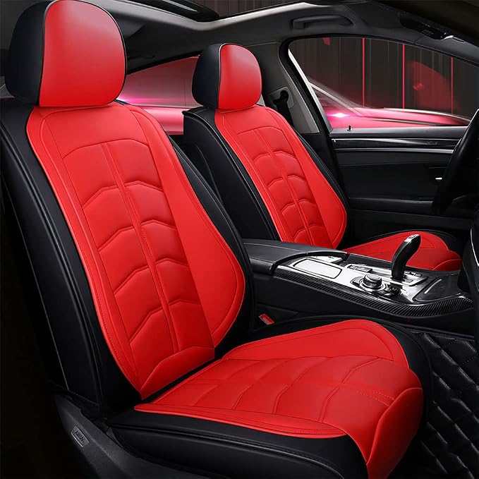 Car Seat Cover for 2 Seats Toyota Highlander 2001-2026, Durable Wear Resistant Waterproof Seat Cover, Breathable Premium Leather Vehicle Interior Accessories.(Standard 2 Seats,Red)