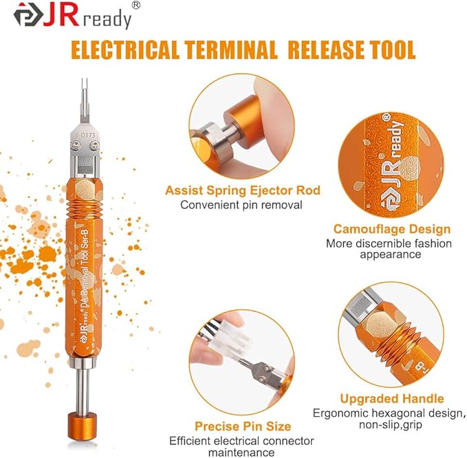 JRready DAP-D173 Molex Pin Extractor Mini Fit Jr Extraction Tool Electrical Pin Removal Tool + ST6519 Mini-Fit Jr Pin Connector Kit Wire Automotive Electrical Male Female Connector 18-24AWG
