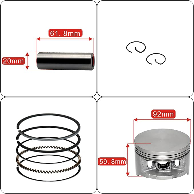 Tupo TRX500F-92 Cylinder Kit | Air-Cooled Top End Rebuild Kit Compatible with Honda TRX500 Foreman 500 2005-2011
