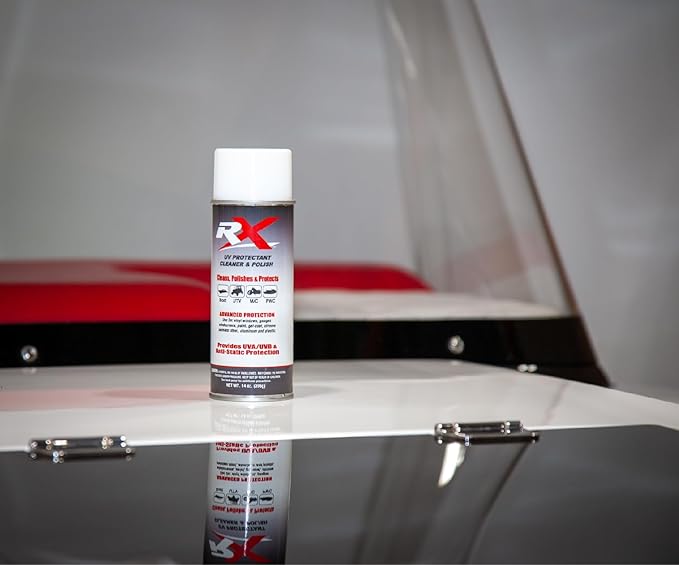 Hardline Products USA RX UV Protectant Cleaner & Polish – 14oz Plastic & Vinyl Restorer Spray – Hydrophobic UV Block for Boat Isinglass, UTV Windshields, Motorcycle Visors, & Marine Gel-Coat