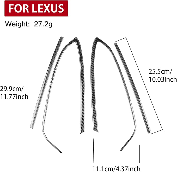 Soft Carbon Fiber Car Interior Window Lift Frame 4/Piece Decorative Sticker for Lexus RC300 350 200T 15-24 Carbon Fiber Interior Accessories