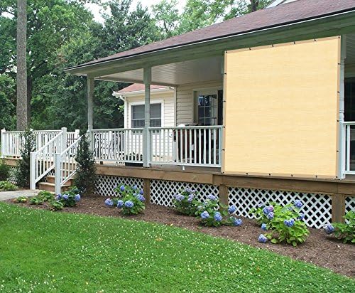 Shatex 90% Shade Fabric 10x 12ft Sun Shade Cloth with Grommets for Pergola Cover Canopy Wheat, 12 Bungee Balls