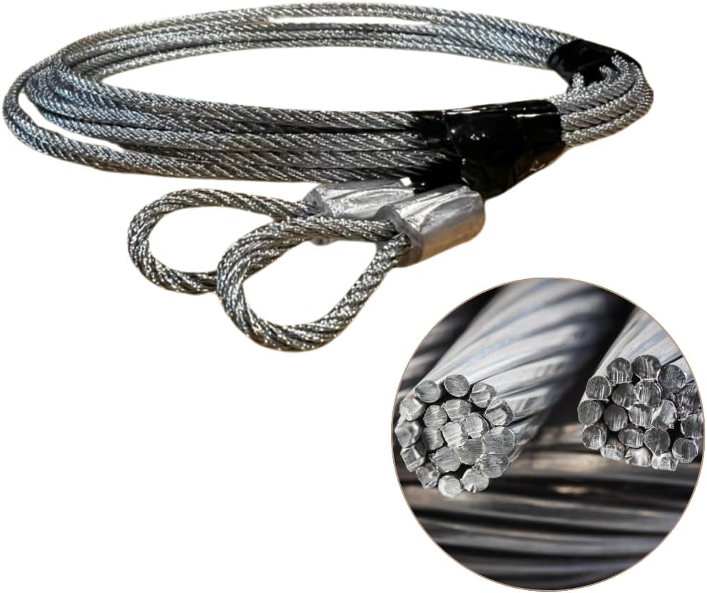 Torsion Cable 7 Foot 1/8" Thick for Garage Door Opener Torsion Cable Spring Replacement Kit, Heavy-Duty Steel Wire Cable for Overhead Sectional Garage Doors & More, Repair Hardware, Rust Proof Pair