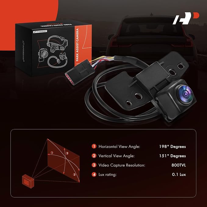 A-Premium Front View Backup Camera Compatible with Chevrolet | Parking Camera for Traverse 2018-2019 w/RPO Code UVH (360 Degree View) - Replace# 23165927 - Parking Assist Backup Camera