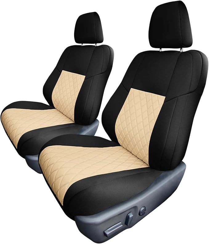 FH Group Custom Fit Seat Covers Specifically Made for 2012 - 2017 Toyota Camry LE | SE | XSE | XLE - Ultraflex Neoprene Waterproof Car Seat Cover, Front Set Beige