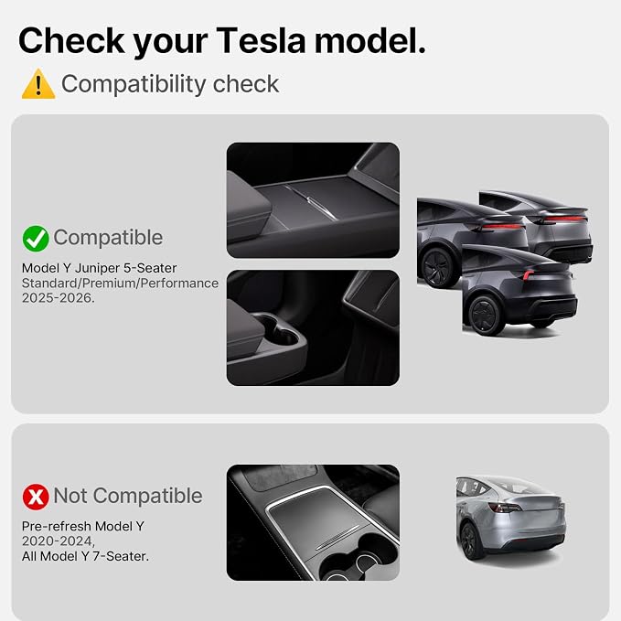4 Pcs Floor Mats for Tesla Model Y Juniper Accessories 2025 2026 (Standard/Premium/Performance) 5-Seater, All Weather Custom Fit TPE Trunk Mats Cargo Liner Anti-Slip