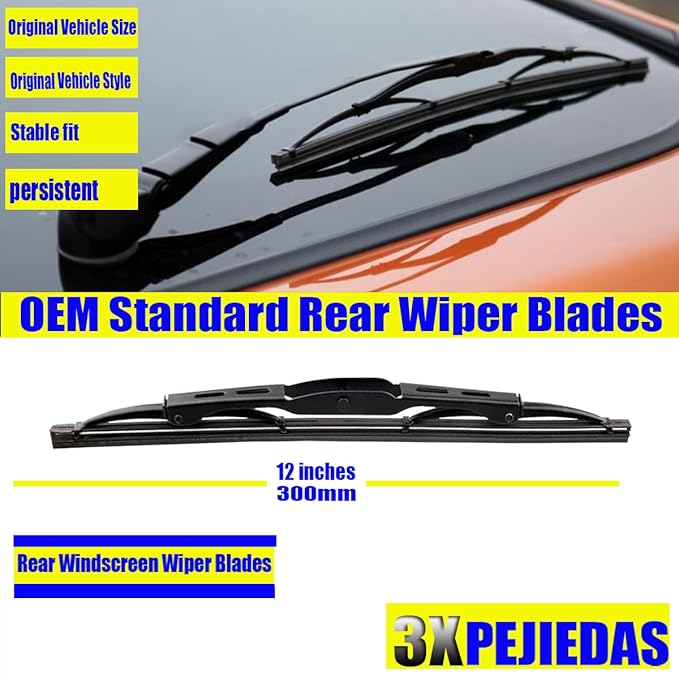 3 x OEM Wiper Blades, Replacement Wiper Blades for Kia Sportage 2005-2010/Hyundai Tucson 2005-2009, (24“ & 16” Front Wipers + 12” Rear Wiper Blades)